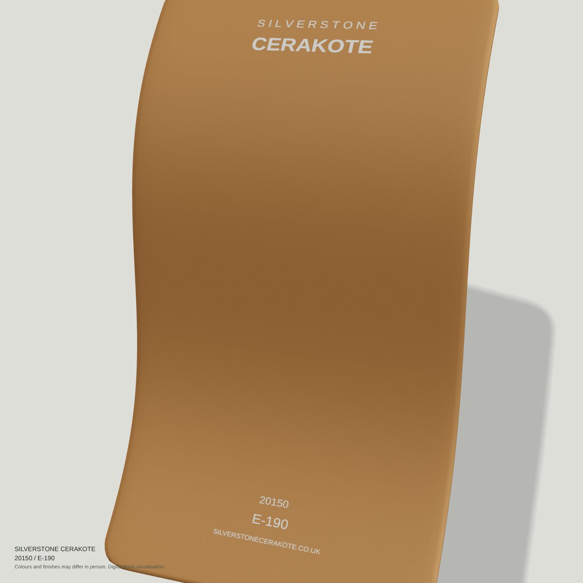 20150 E-190 Cerakote finish on a Silverstone Cerakote sample swatch (digital visualisation)