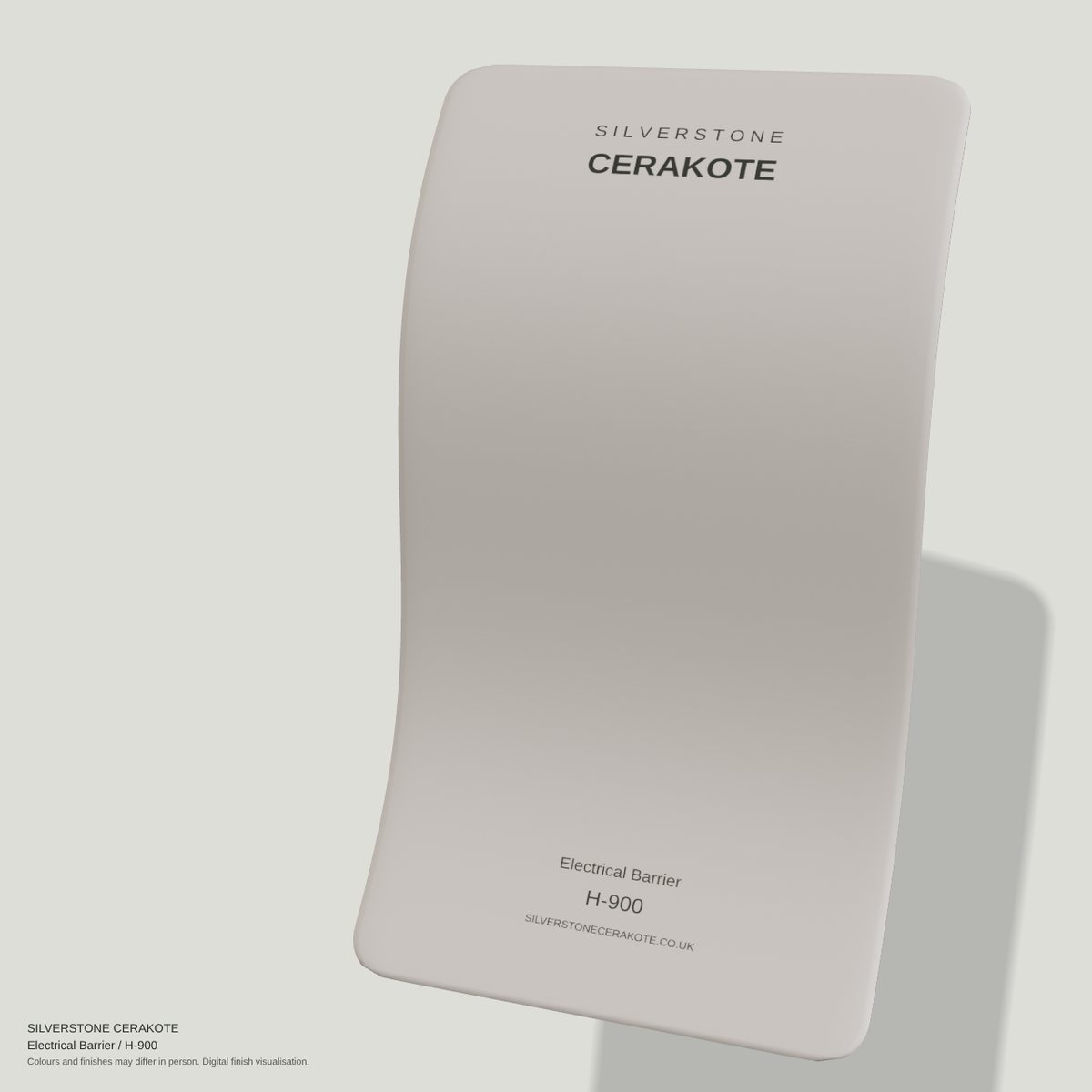 Electrical Barrier H-900 Cerakote finish on a Silverstone Cerakote sample swatch (digital visualisation)