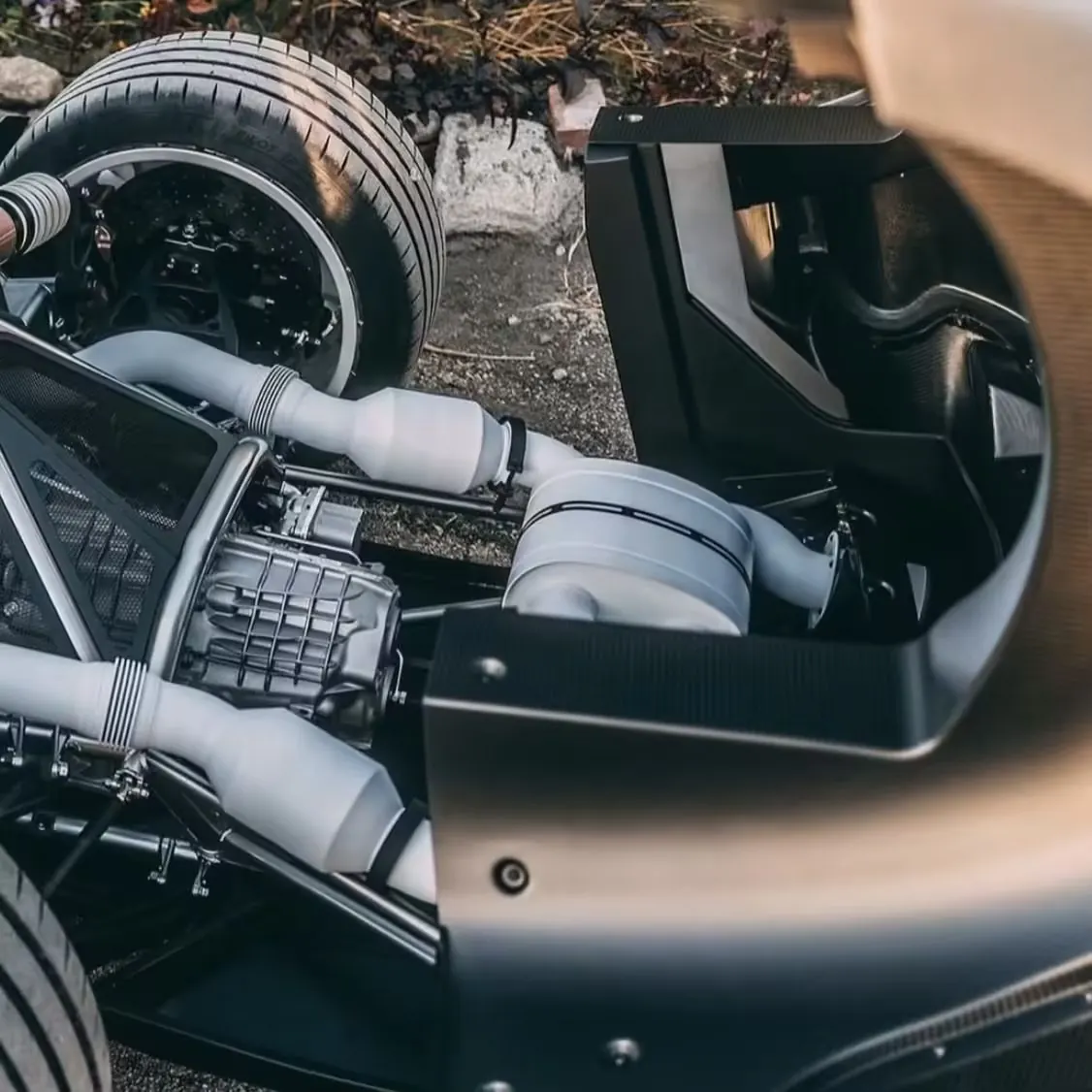 Tuthill GT One engine bay with Cerakote-coated exhaust components