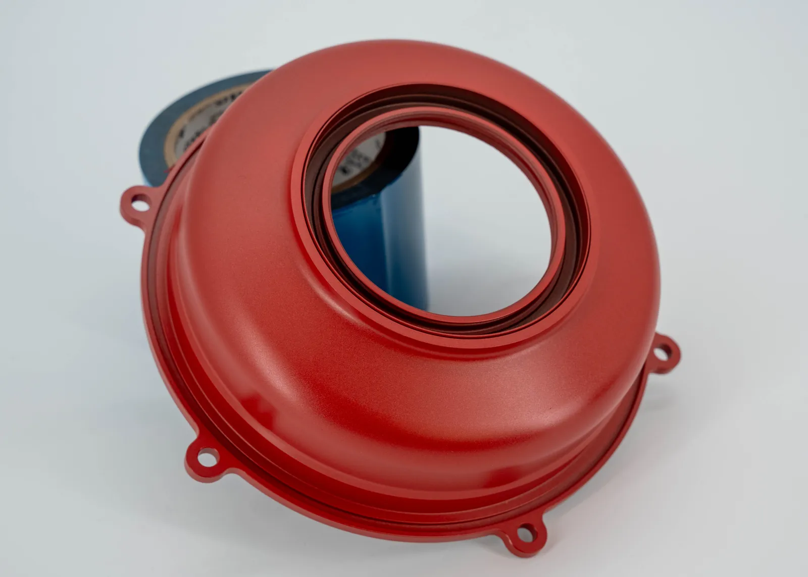 Cast engine cover in a custom USMC Red and Crushed Silver Cerakote finish