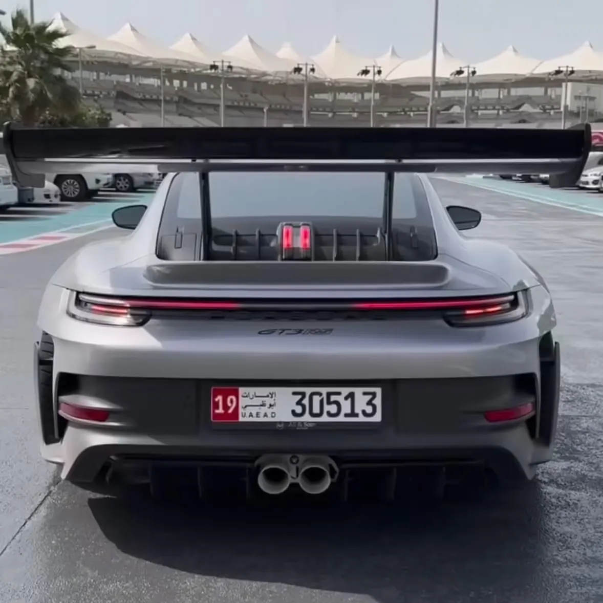 Porsche GT3 RS with exhaust tips coated in Bright White